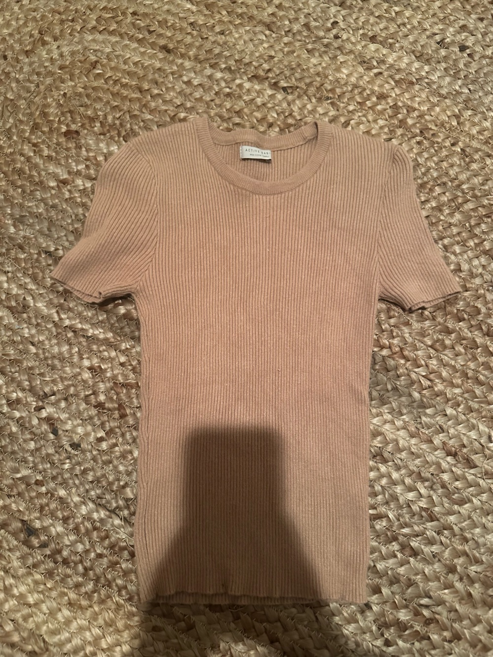 TAN KNIT CROP TOP